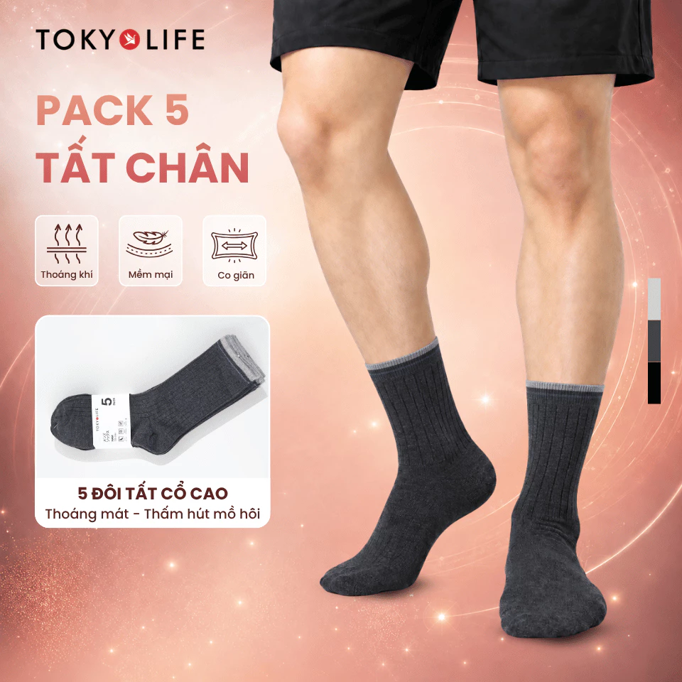 Tất chân NAM cổ cao Pack 5 TOKYOLIFE 40000736