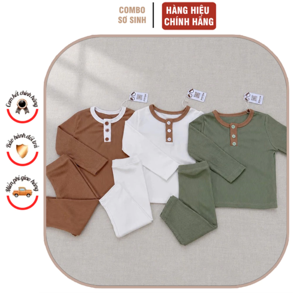 Bộ quần áo dài tay cho bé chất liệu thun tăm mềm mại, thoáng khí, co giãn tốt giúp bé thoải mái size 9M-4Y và 8-17kg.