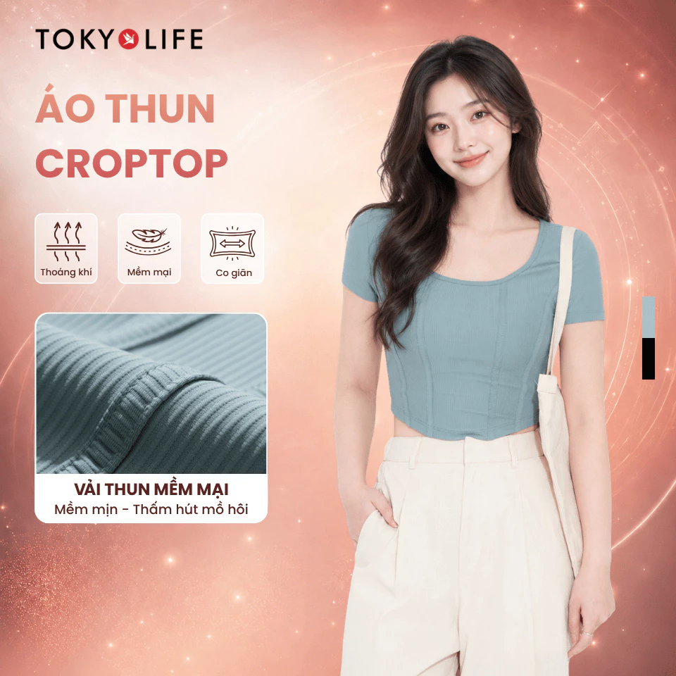 Áo babytee Nữ TOKYOLIFE áo croptop vải thun co giãn style năng động 40003405 TDH