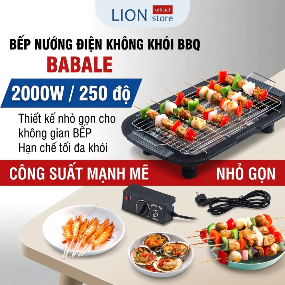 Bếp Nướng Điện Không Khói BBQ  Công Suất 2000W Tiện Lợi Dễ Dàng lắp đặt và Sử dụng