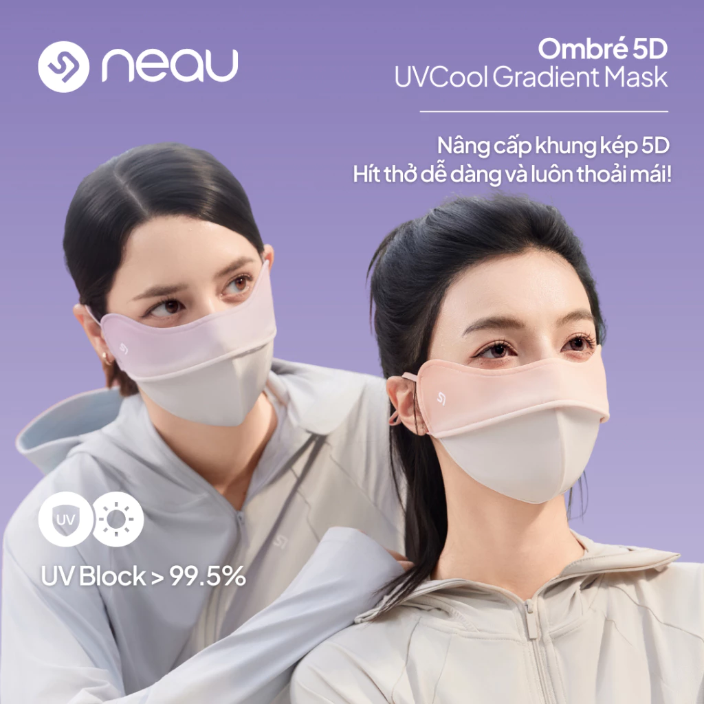 NEAU Ombré 5D Khẩu Trang Chống Nắng Tia UV >99% Không Lem Son Thoáng Khí Kháng Khuẩn MS501