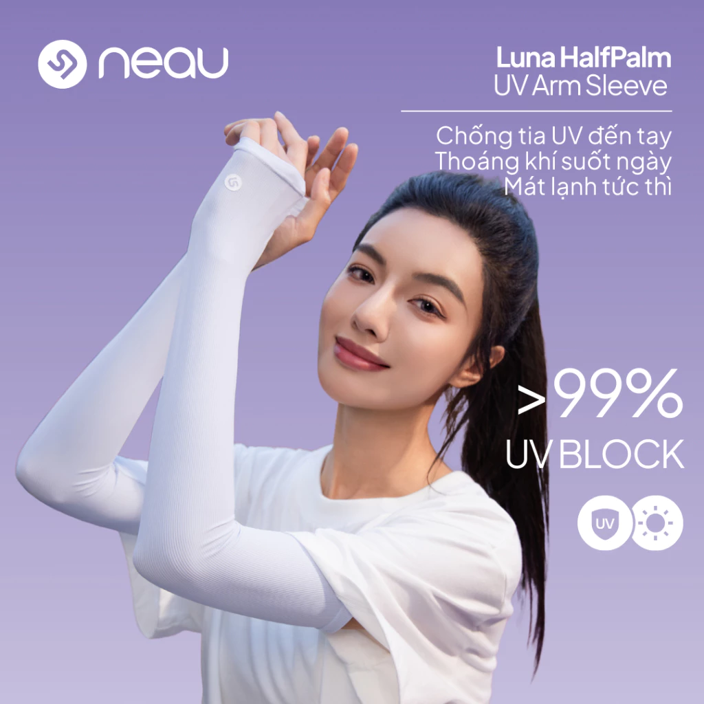 NEAU Luna HalfPalm Tay Chống Nắng Tia UV 99% Xỏ Ngón Mát Xe Máy Arm Sleeve AR201