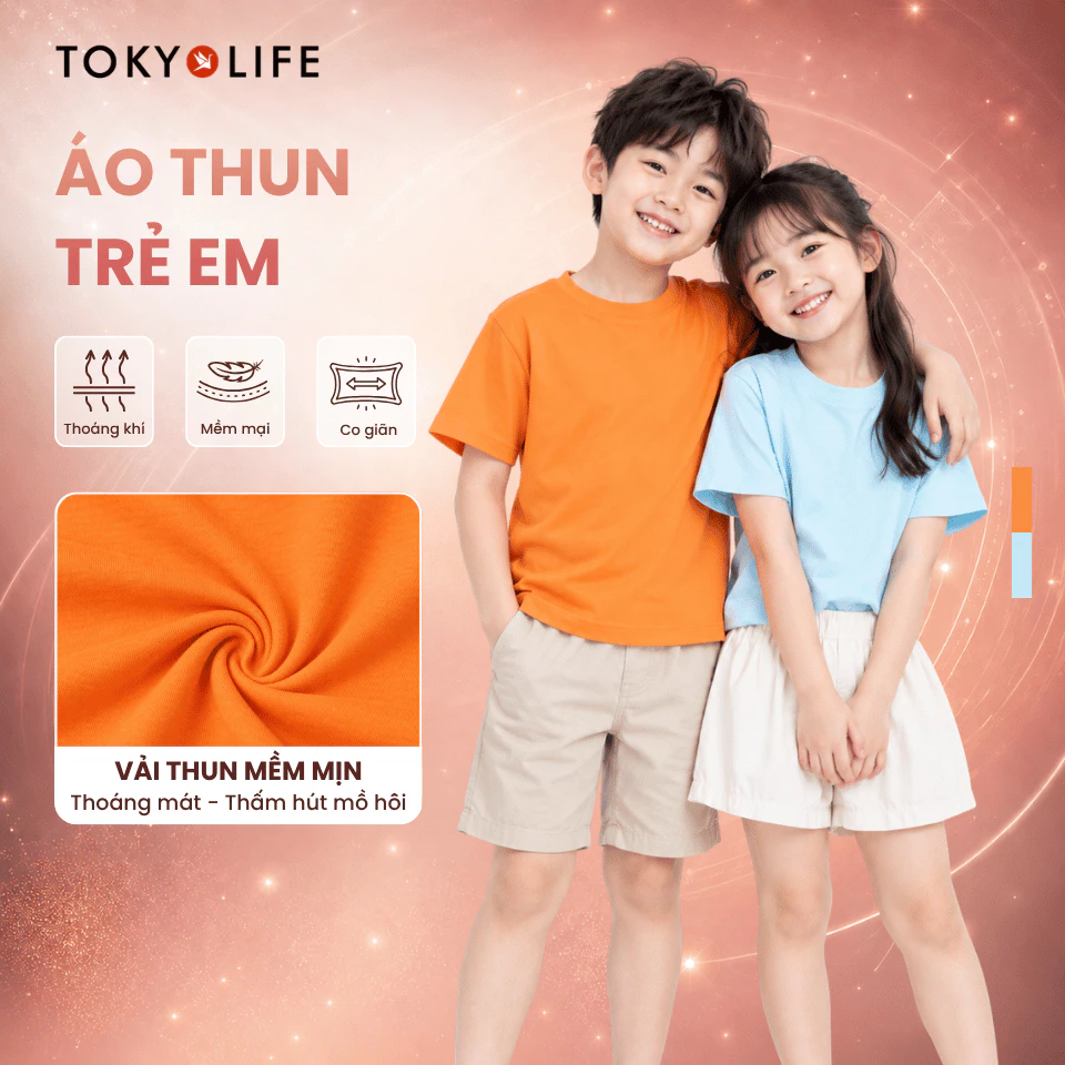 Áo thun  unisex nam nữ trẻ em  TOKYOLIFE  mềm mại co giãn thấm hút tốt 40004314