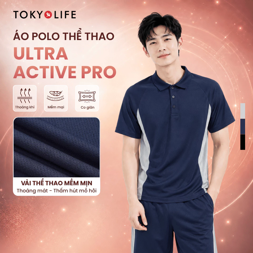 Áo Polo Nam TOKYOLIFE đa năng mát lạnh thấm hút mồ hôi phù hợp với các bộ môn thể thao, đi chơi, đi làm 40006045