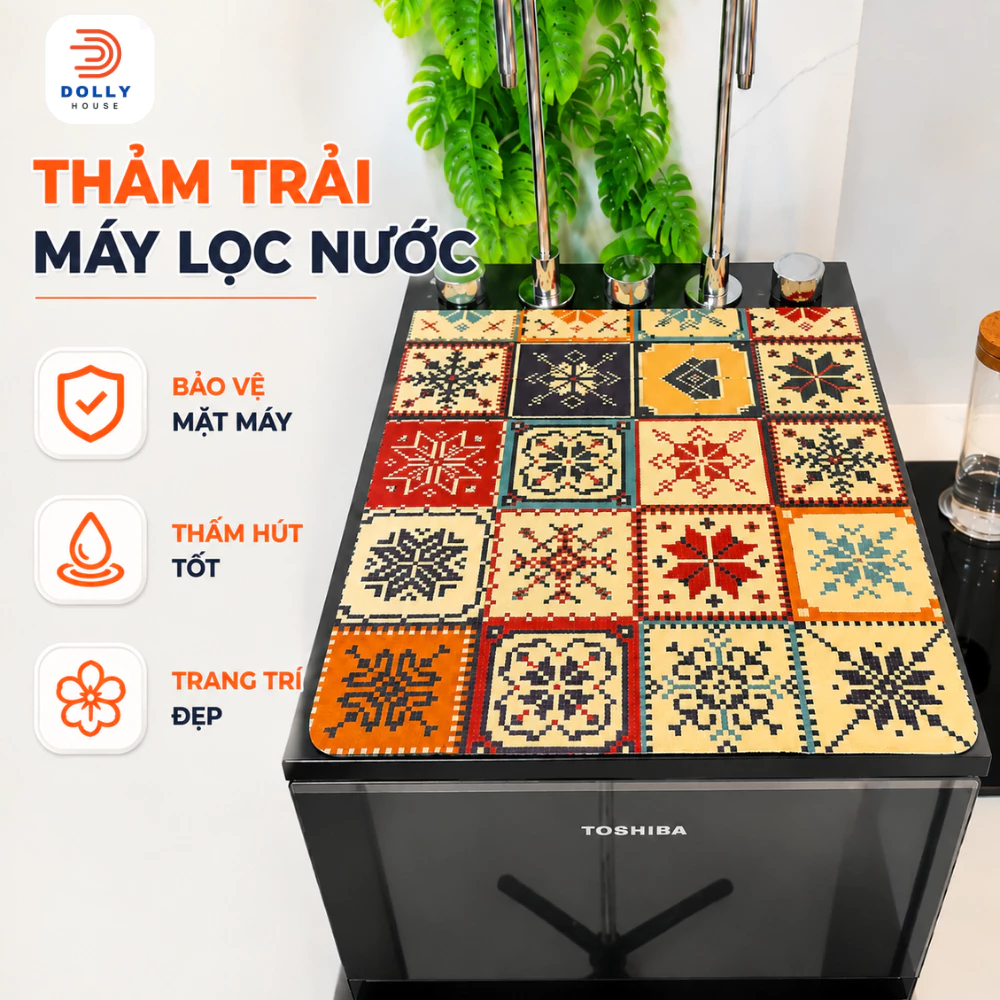 Thảm Trải Máy Lọc Nước Nhanh Khô, Thảm Để Máy Lọc Nước Lót Da Nappa Đế Cao Su Chống Trượt,