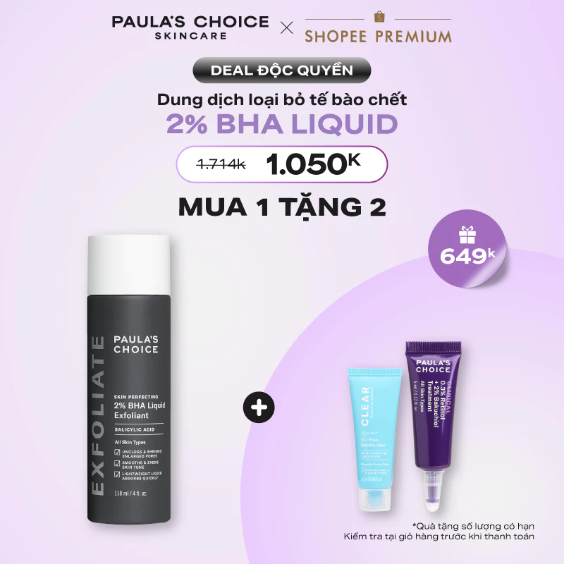 Dung dịch loại bỏ tế bào chết giảm mụn Paula's Choice Skin Perfecting 2% BHA Liquid Exfoliant 118ml A2010