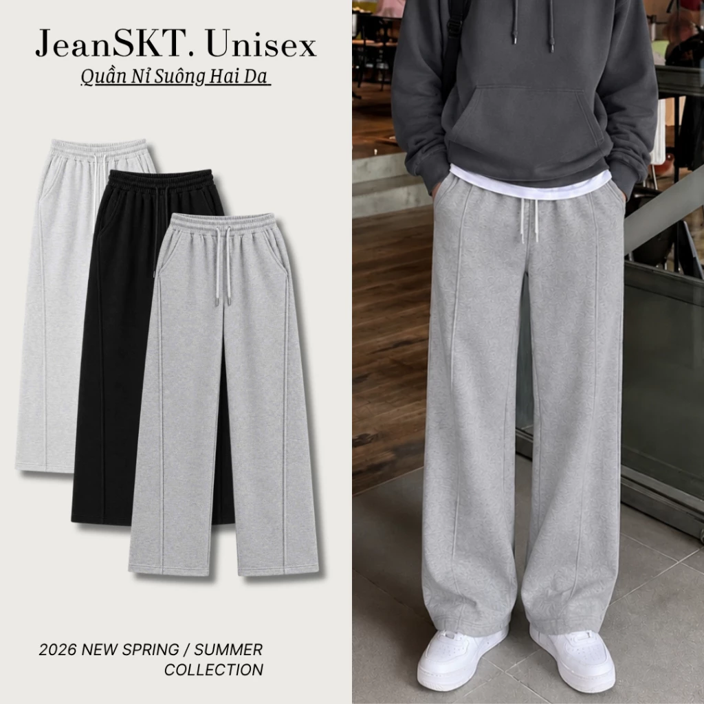 [DEAL MỞ BÁN] Quần Nỉ Ống Suông MenZone Quần nỉ 2 Da cạp chun nam nữ unisex local brand