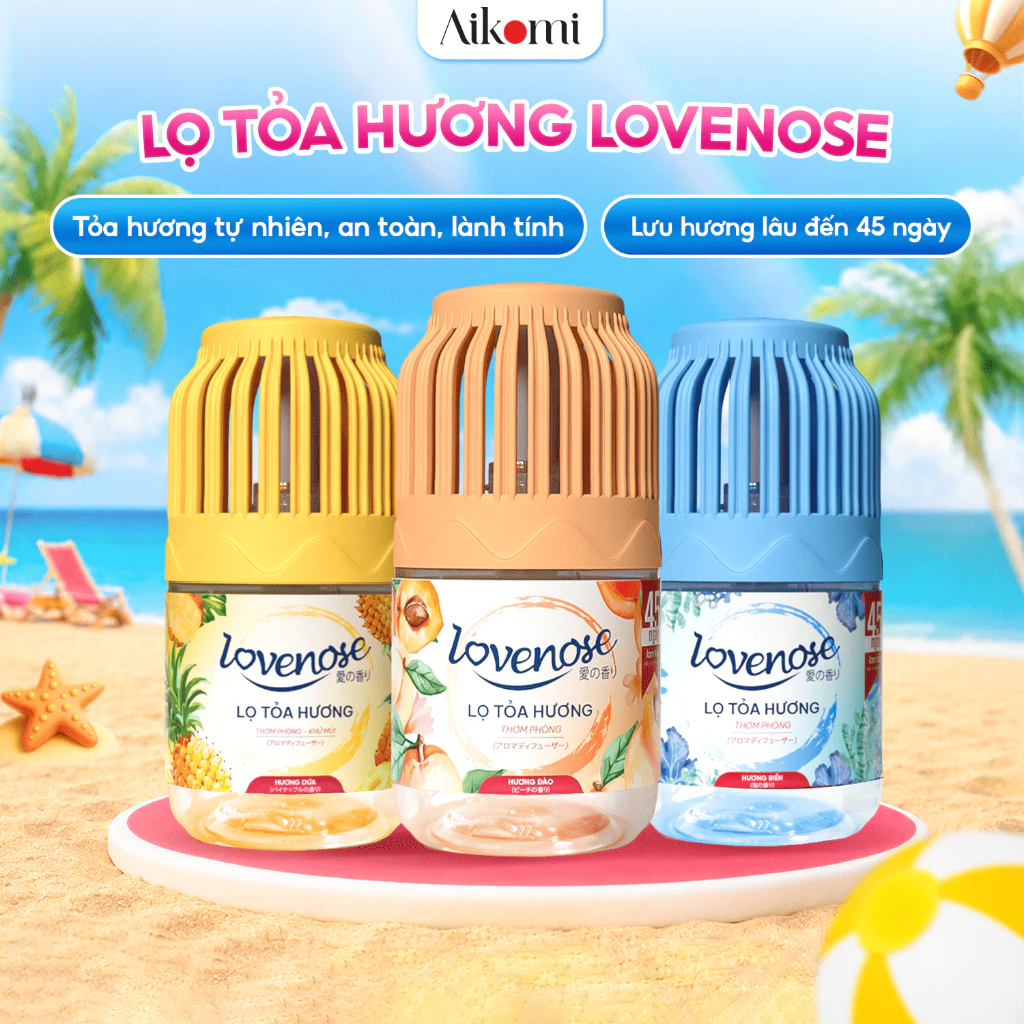 [VÕ HÀ LINH x Aikomi] COMBO 3 lọ tỏa hương Lovenose khác mùi giúp thơm phòng, khử mùi hôi - 180ml/lọ