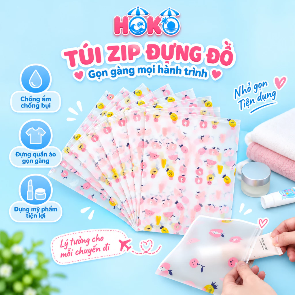 Túi Zip Có Khóa Đựng Quần Áo, Giày Dép, Mỹ Phẩm, Đồ Trang Điểm, Phụ Kiện Cá Nhân Bền, Dẻo Dai Rất Tiện Để Vali Du Lịch
