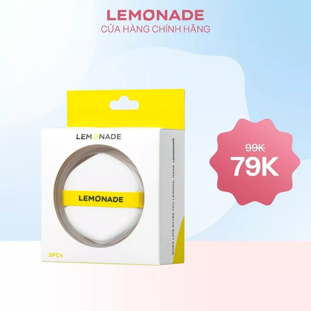 Bộ 3 Bông Phấn Tán Nền Lemonade Cushion Puff Set (3pcs)