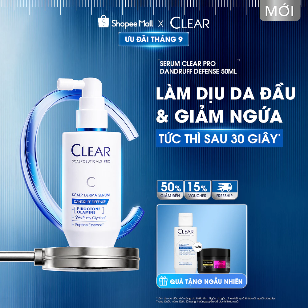 [MỚI] Serum Chuyên Dụng Giúp Làm Dịu Da Đầu Clear Pro Dandruff Defense 50ML