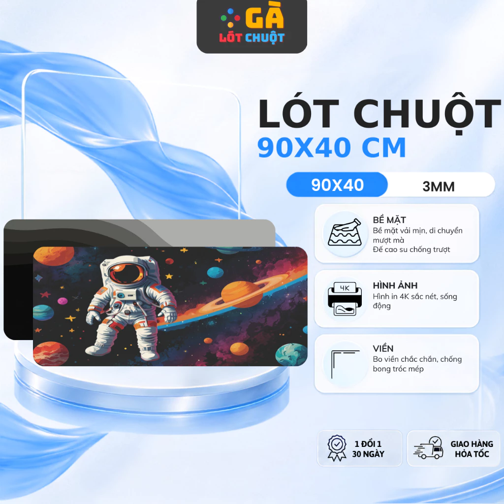 Miếng lót chuột cỡ lớn 90x40cm,lót chuột bàn phím dày 3mm bo viền mặt vải min đế cao su bền