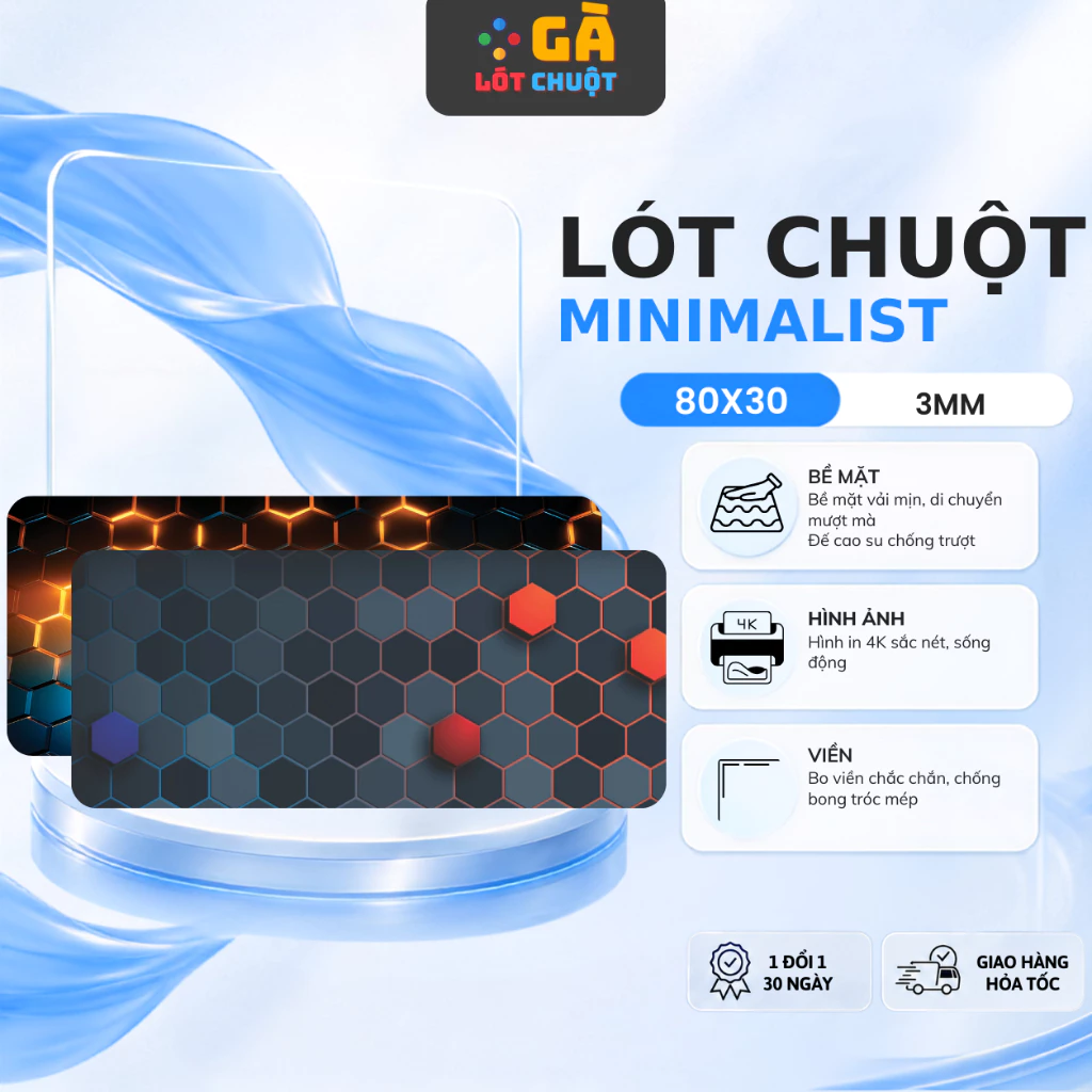 Tấm lót chuột minimalism họa tiết đa dạng, Pad chuột cỡ lớn 80x30cm đế cao su chống trượt mặt vải mịn