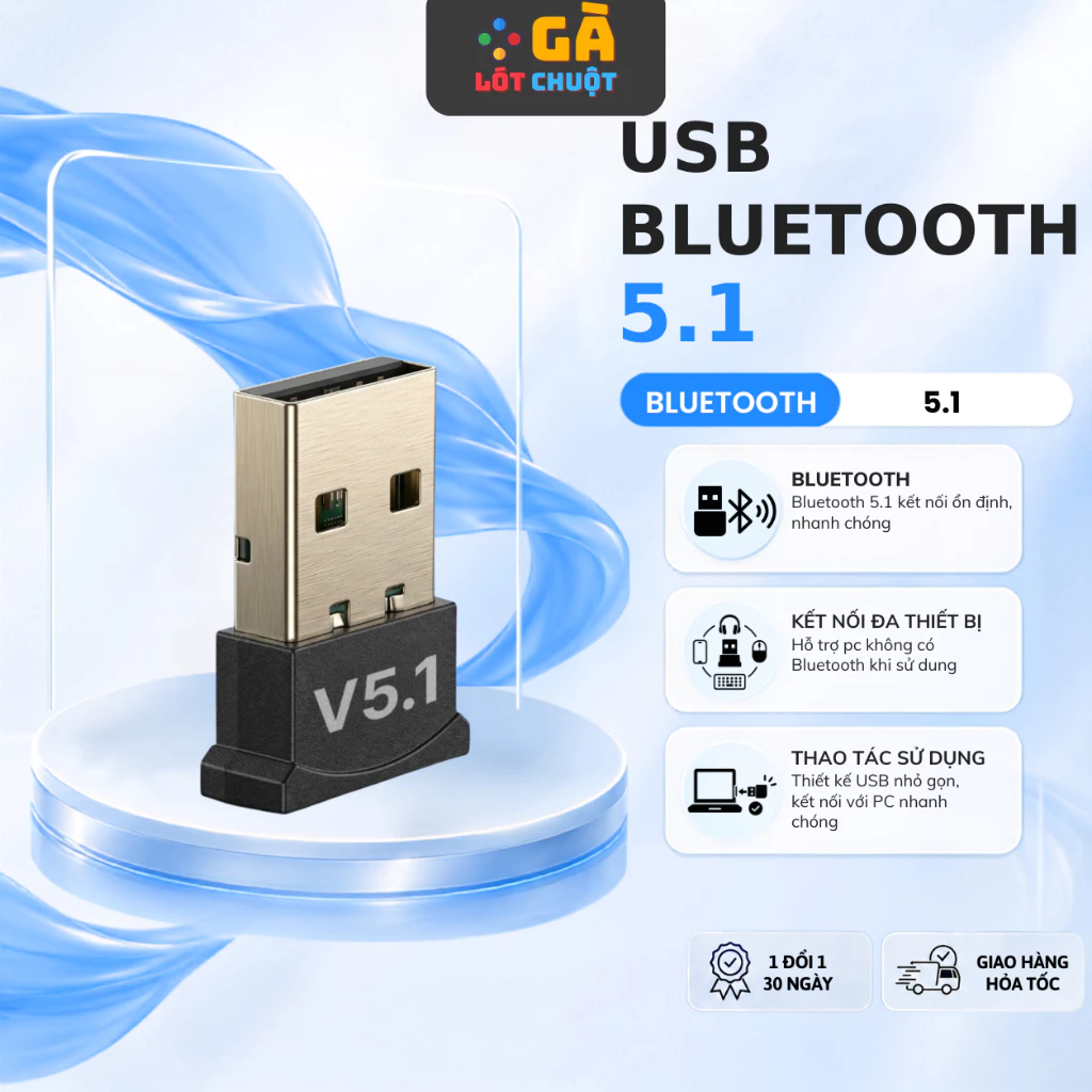 USB Bluetooth 5.1 dành cho PC - Bộ chuyển đổi Bluetooth USB nhỏ gọn tiện dụng - GALOTCHUOT
