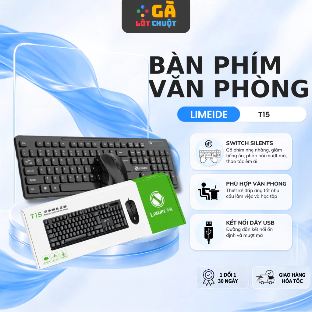 Combo Phím Chuột Limeide T15 – Gõ Êm Nhẹ, Chuột Mượt, Chuẩn Công Sở