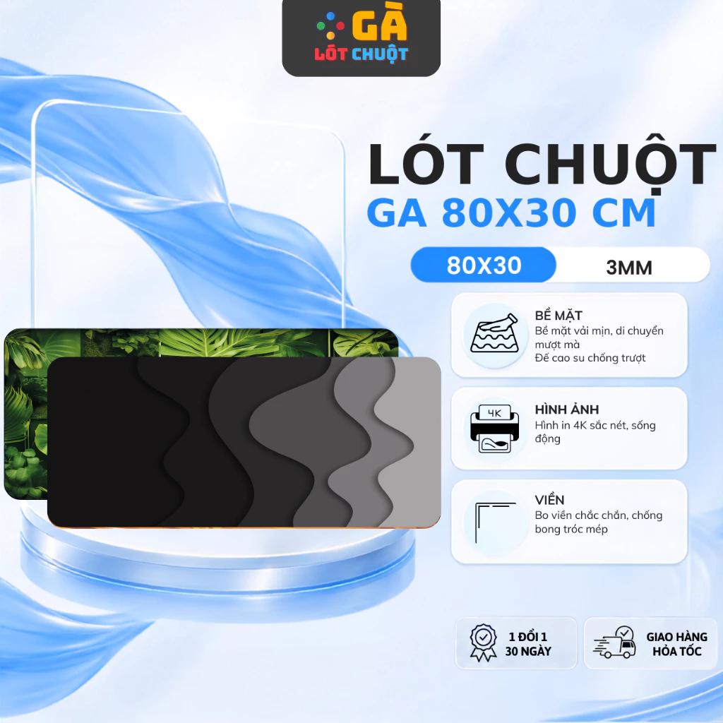 Lót Chuột Khổ Lớn GA 80×30 dày 3mm – Mặt Mịn, In Sắc Nét, Đủ Mẫu Hot Trend