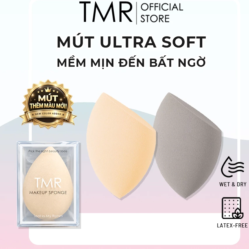 Mút Trang Điểm Màu Be TMR Mềm Mịn – Dùng Cho Kem Nền & Che Khuyết Điểm, Dùng Ướt & Khô