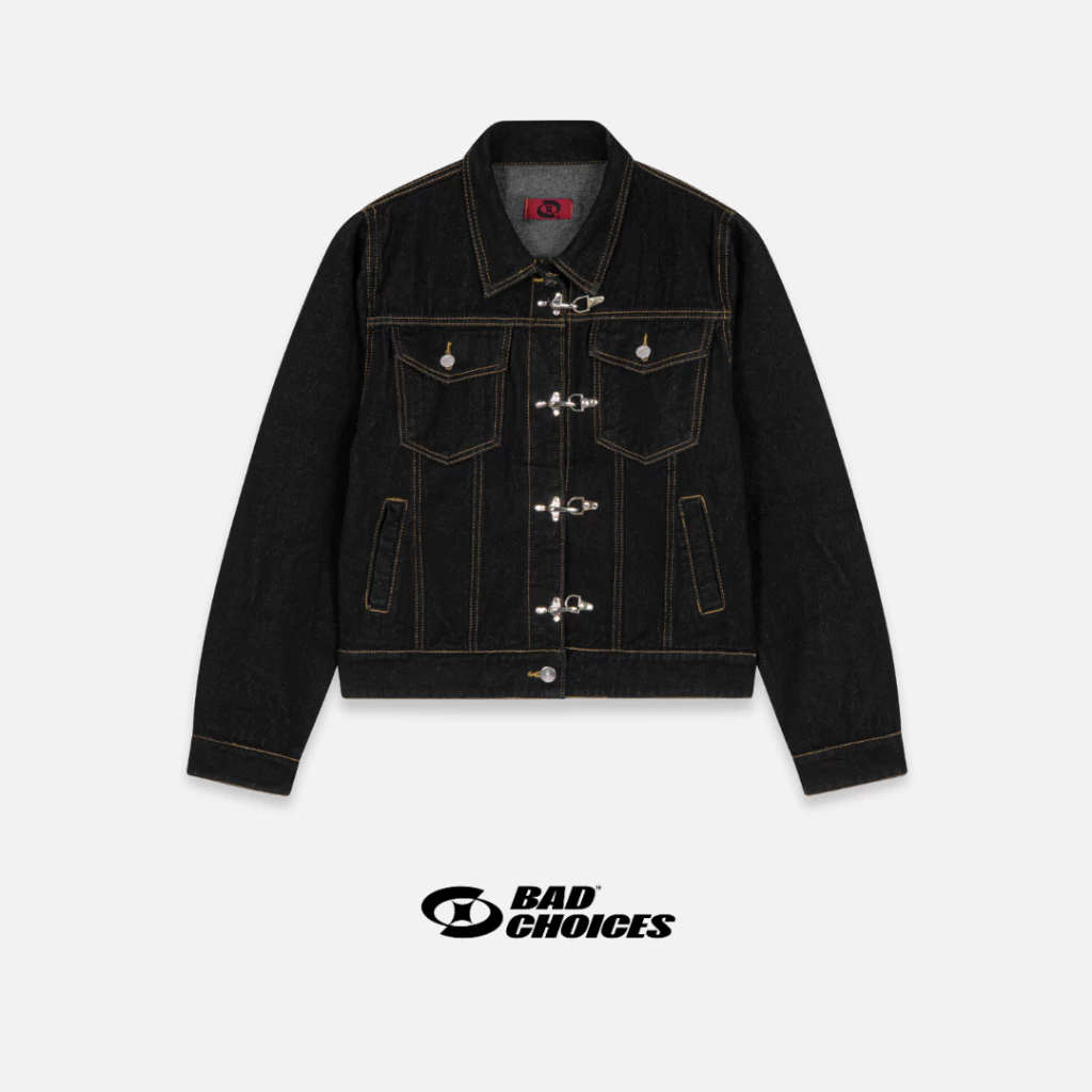 Bad Choices | Áo khoác jeans khóa gài TOGGLE wash màu form boxy