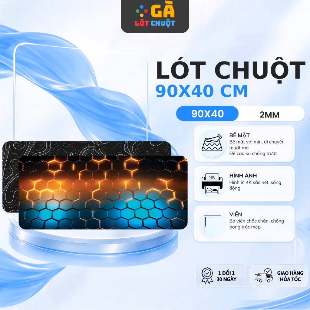 Lót chuột cỡ lớn size 90x40cm bề dày 2mm, tấm lót họa tiết sắc nét phù hơp decor văn phòng, gaming