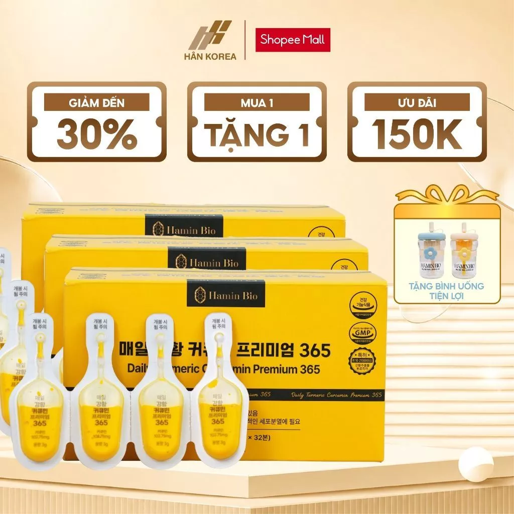 Combo 3 Hộp Nghệ Nano 365 Hamin Bio 32 Tép Dạ Dày Êm, Da Sáng Đẹp