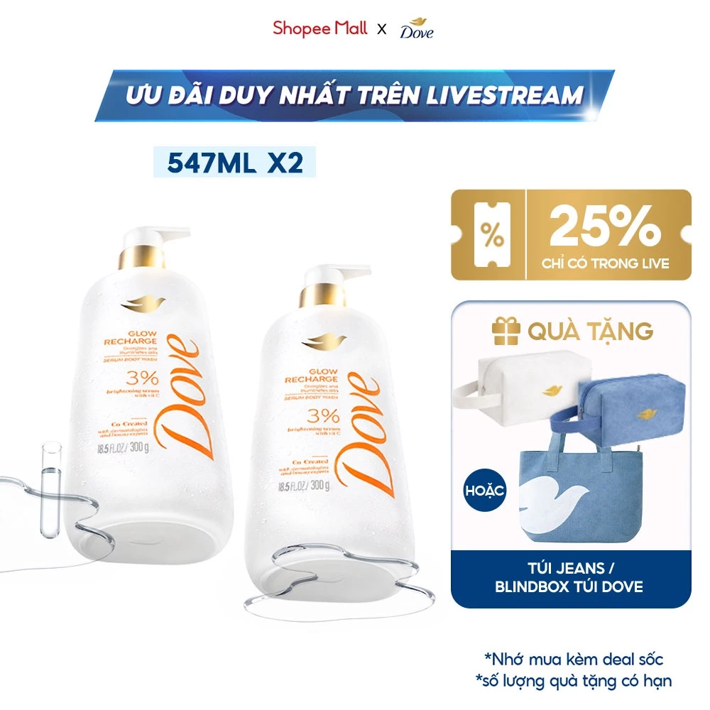 [LIVE] Combo 2 Sữa tắm Dove Serum Dưỡng da chuyên sâu 547ml
