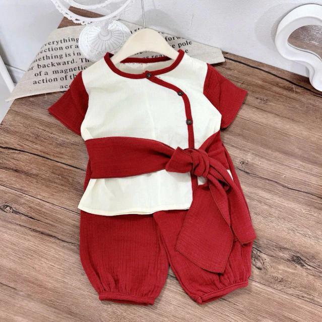 Set đồ trung thu cổ truyền cho bé trai bé gái sz 8-30kg, set yếm trung thu cho bé gái kèm mấn chất muslin