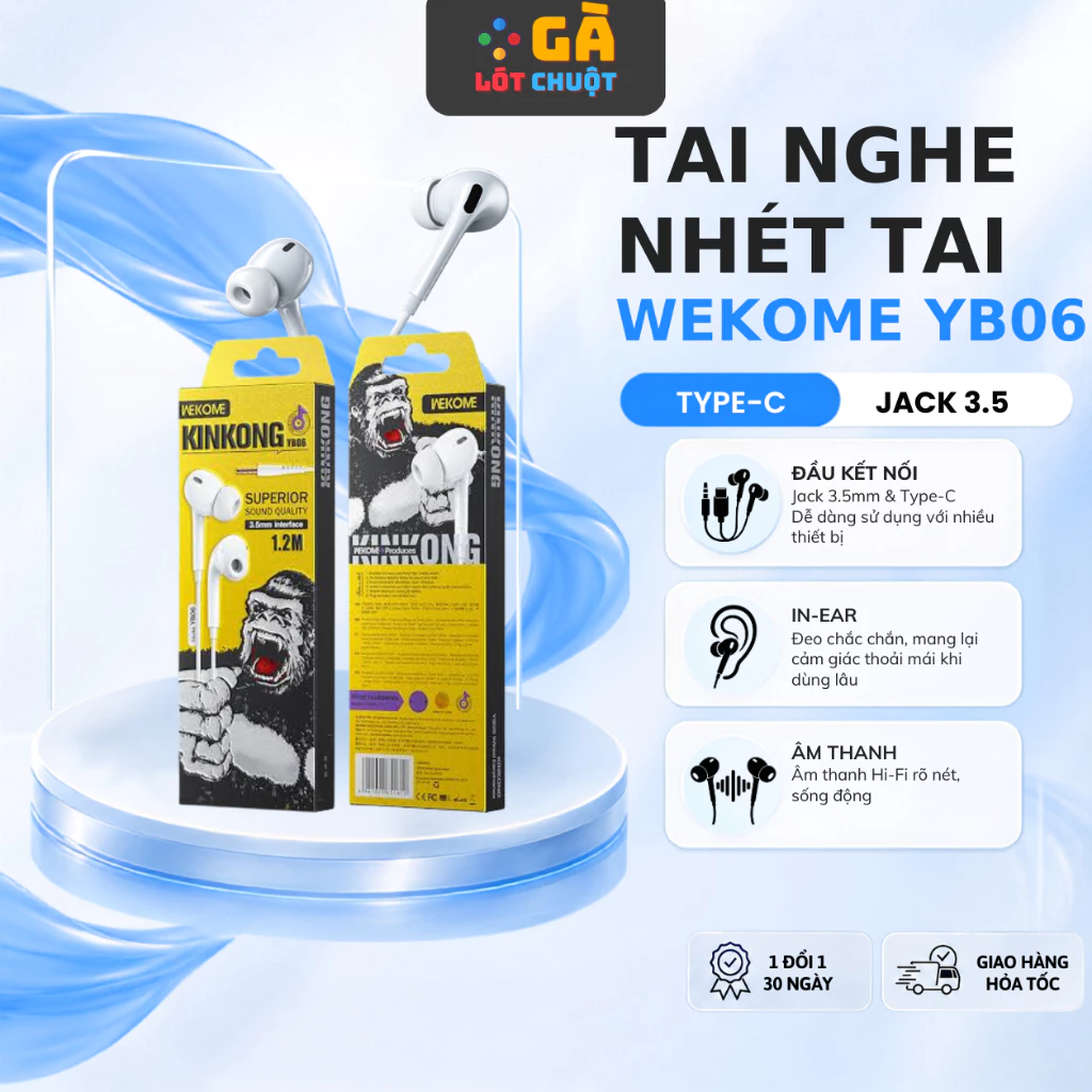 Tai Nghe Wekome YB06 nhét tai Gaming - Jack 3.5 & TypeC