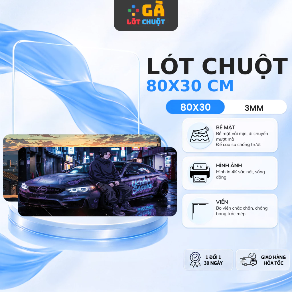 Lót Chuột 80x30 3mm Khổ Lớn - Mouse Pad Gaming Bo Viền Chống Trượt Bàn Phím Máy Tính