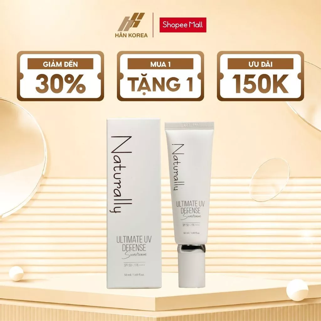 Kem chống nắng Naturally Ultimate SPF 50+/PA++++ 50ml, Kem chống nắng nâng tone, kiềm dầu, không bết rít - A33