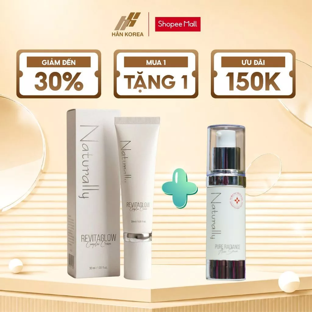 Combo Serum Phục Hồi + Kem Định Vị Naturally 30ml – Sáng Da, Căng Bóng, Chống Lão Hoá - B54 Hân Korea
