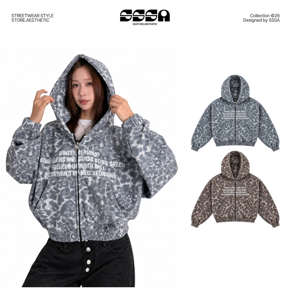 Áo Khoác Zip Camo SSS.A Printed Hoodie Zip Boxy Unisex Nam Nữ | SSSTORE.Aesthetic