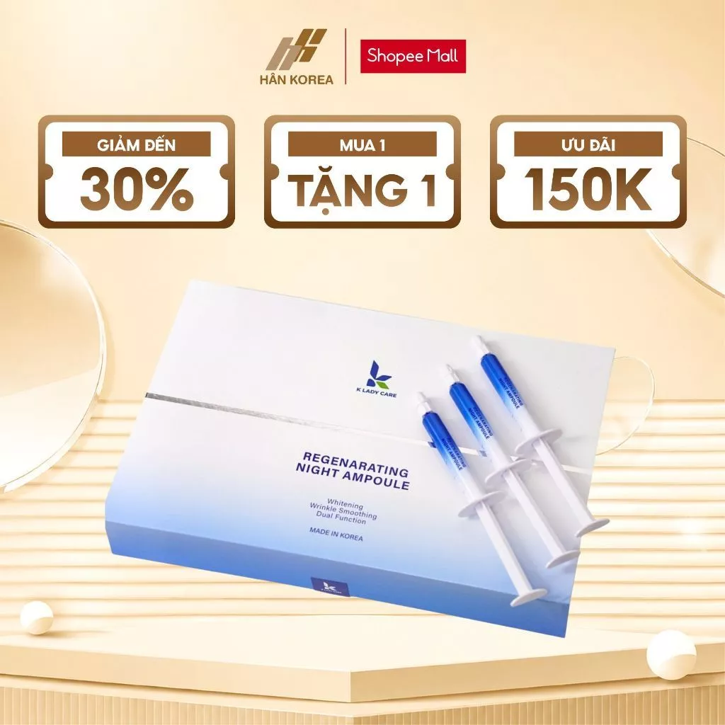 Tinh chất tái tạo phục hồi da ban đêm K Lady Care 5ml x 6 ống, Sản sinh collagen, Tăng độ đàn hồi