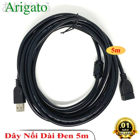 Cáp USB nối dài 1.5M/ 3M/ 5M chống nhiễu - Cổng USB 2.0 - Màu đen - Full Box, Hàng Chất Lượng