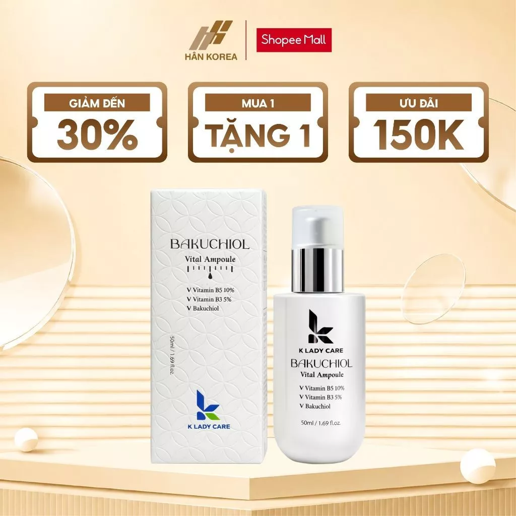 Serum Bakuchiol B3-B5 50ml dưỡng trắng, phục hồi K LADY CARE, Serum giảm mụn, thu nhỏ lỗ chân lông