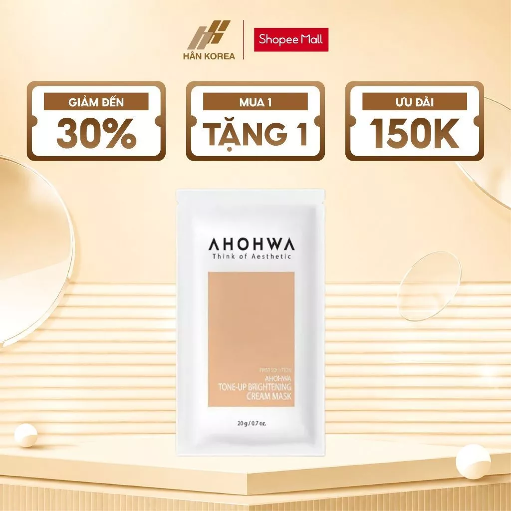 Gói Mặt Nạ Ủ Trắng Tone-Up AHOHWA 20g, Mặt Nạ Kem Dưỡng Sáng, Mờ Thâm, Trẻ Hóa Da - C653