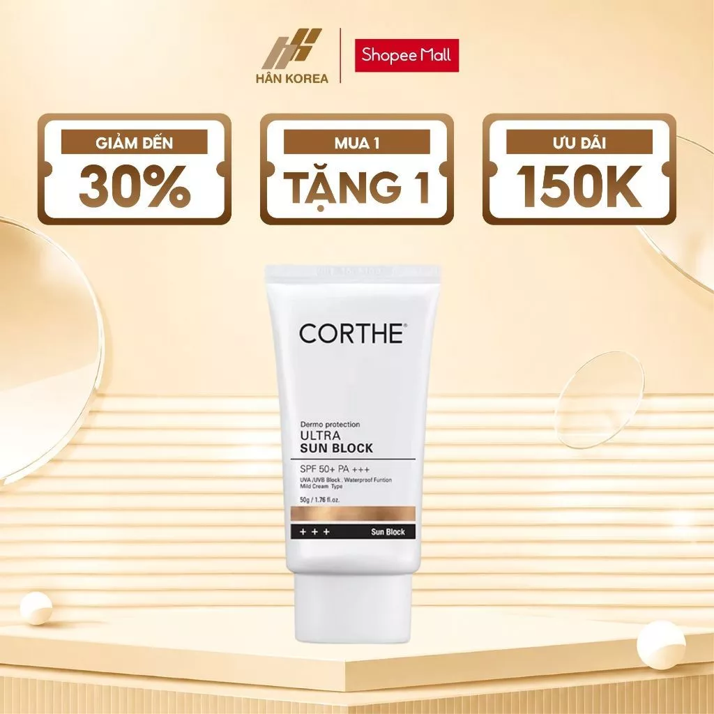 Kem Chống Nắng Corthe Dermo Protection Ultra Sun Blook 50ml, Kiềm Dầu Nâng Tone SPF50+/PA+++ - C642