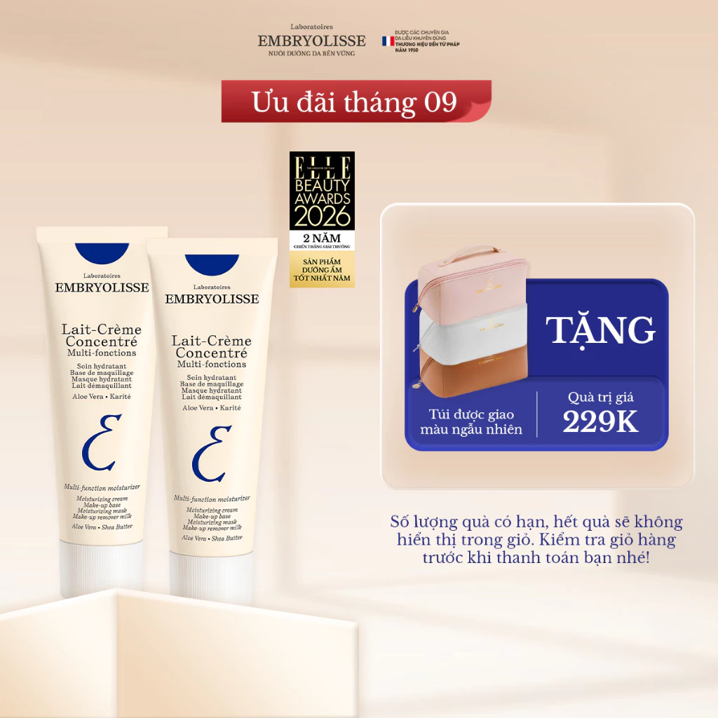 Combo 2 Kem Dưỡng Ẩm Embryolisse Lait Creme Concentre 75ml