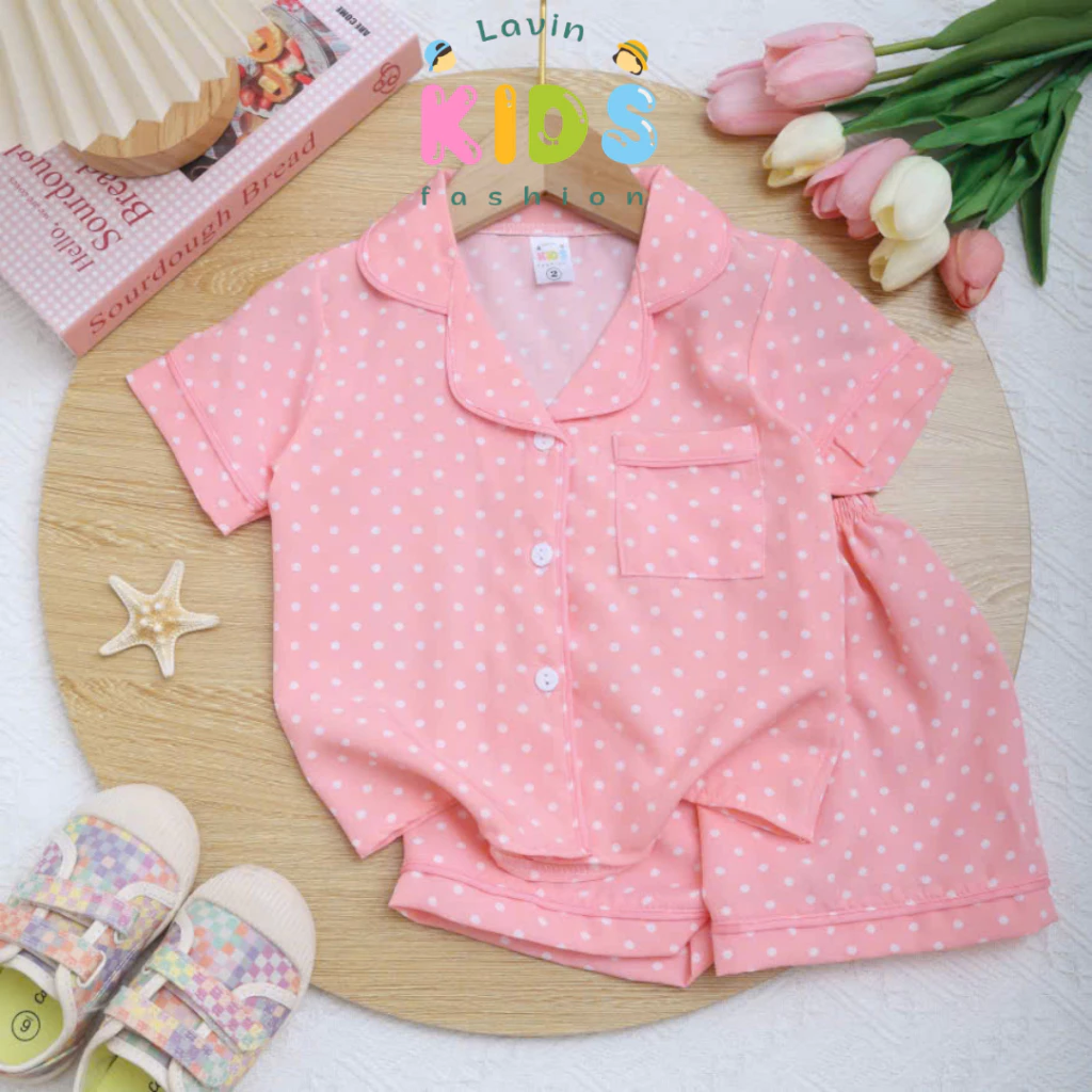Bộ Pijama lụa 100D cho bé gái size 6-20kg - Lavin Kids