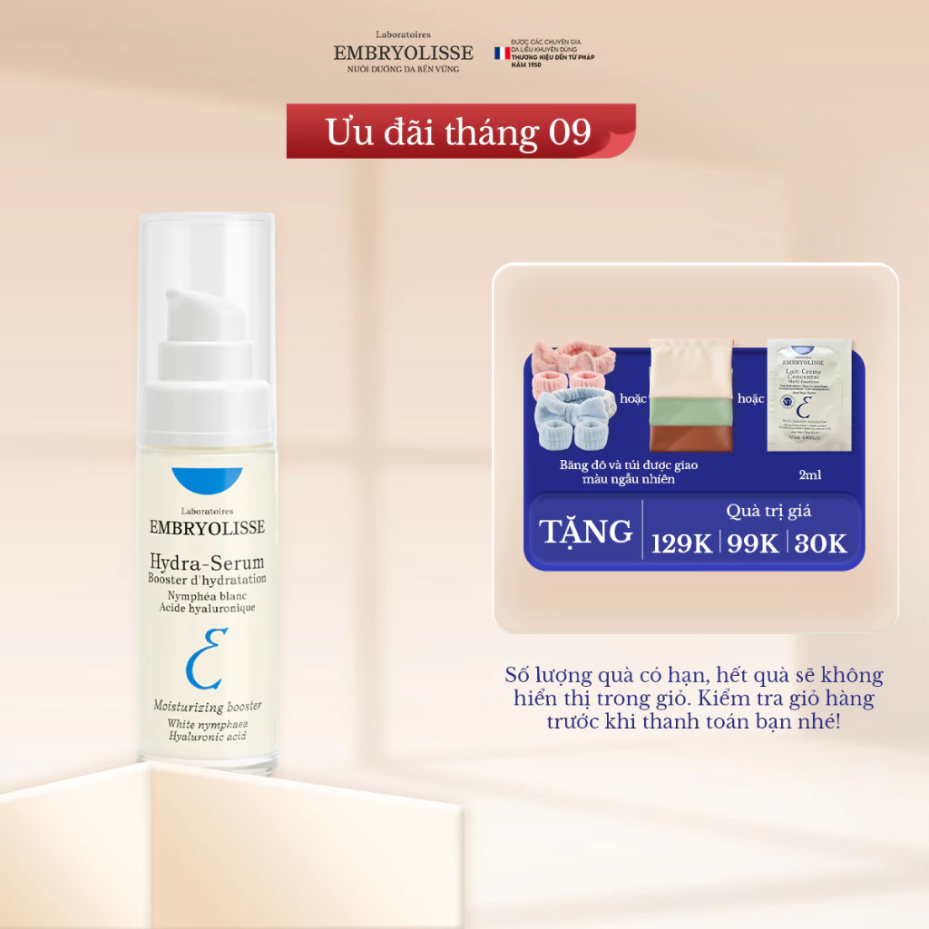 [DATE: 2/2029] Serum Double HA cấp ẩm Embryolisse Hydra SERUM 30ml