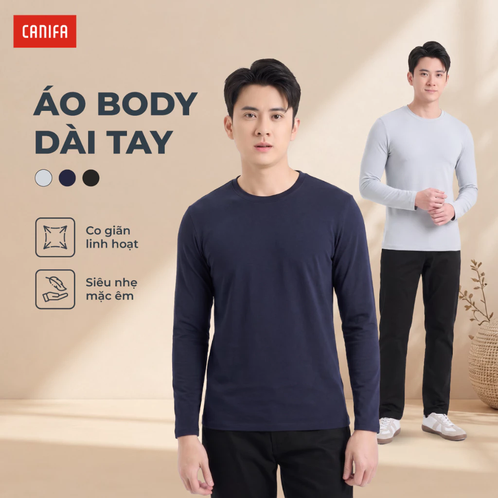 Áo body nam CANIFA cổ tròn tay dài giữ ấm 8IT26W001