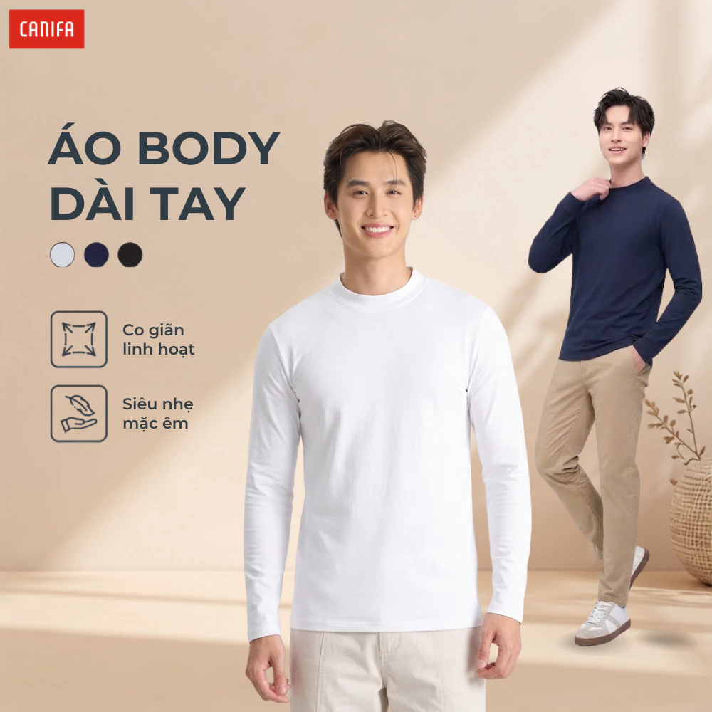 Áo body nam CANIFA cổ lửng 3 phân giữ ấm 8IT26W002