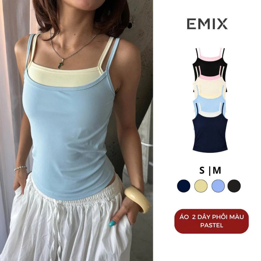 Áo 2 Dấy Phối Màu Pastel Mùa Hè Nữ Tính Quyến Rũ
