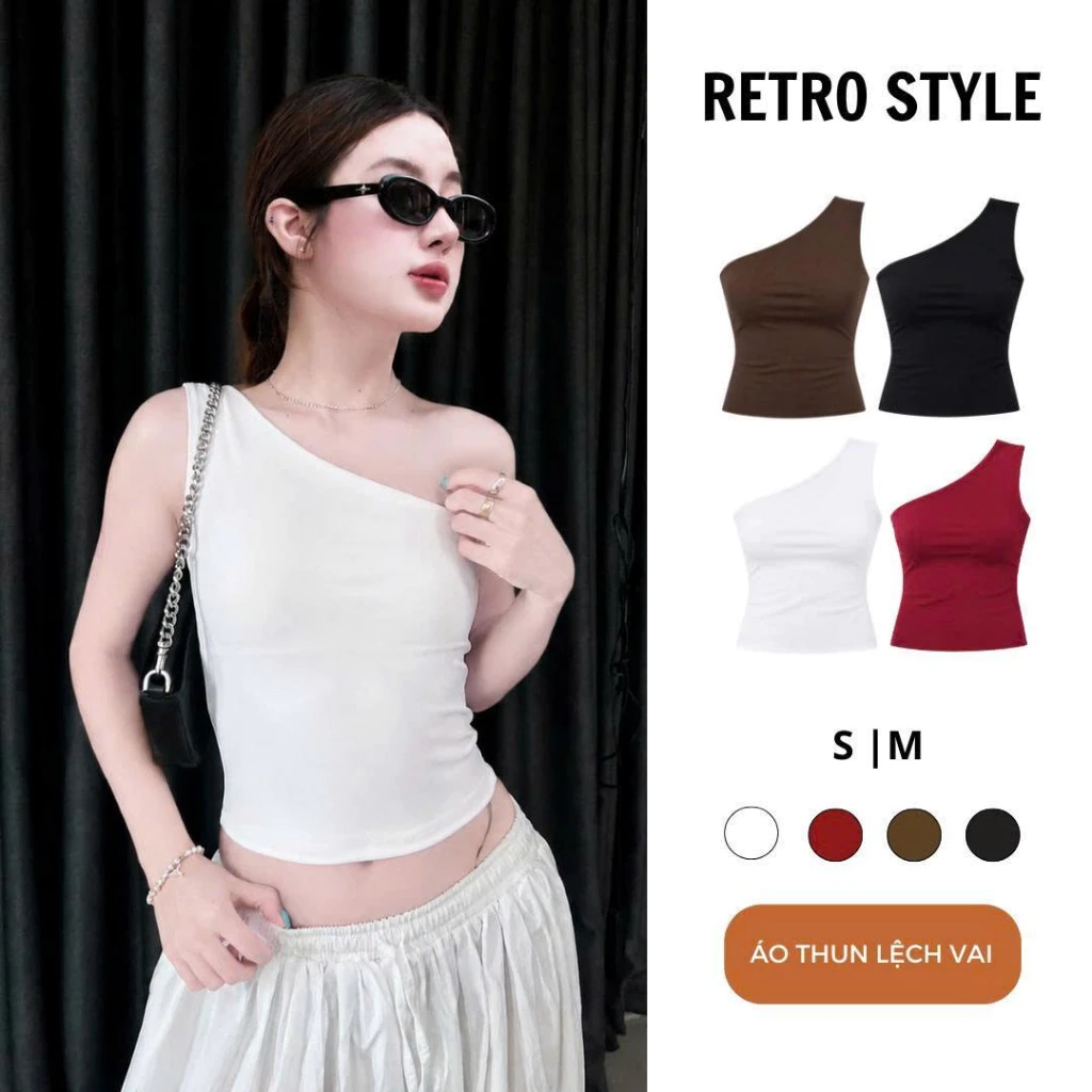 Áo Thun Nữ Lệch Vai Thắt Eo Fit Dáng, Chất Mát Phù Hợp Mùa Hè Năng Động  Ao70 Retrostyle