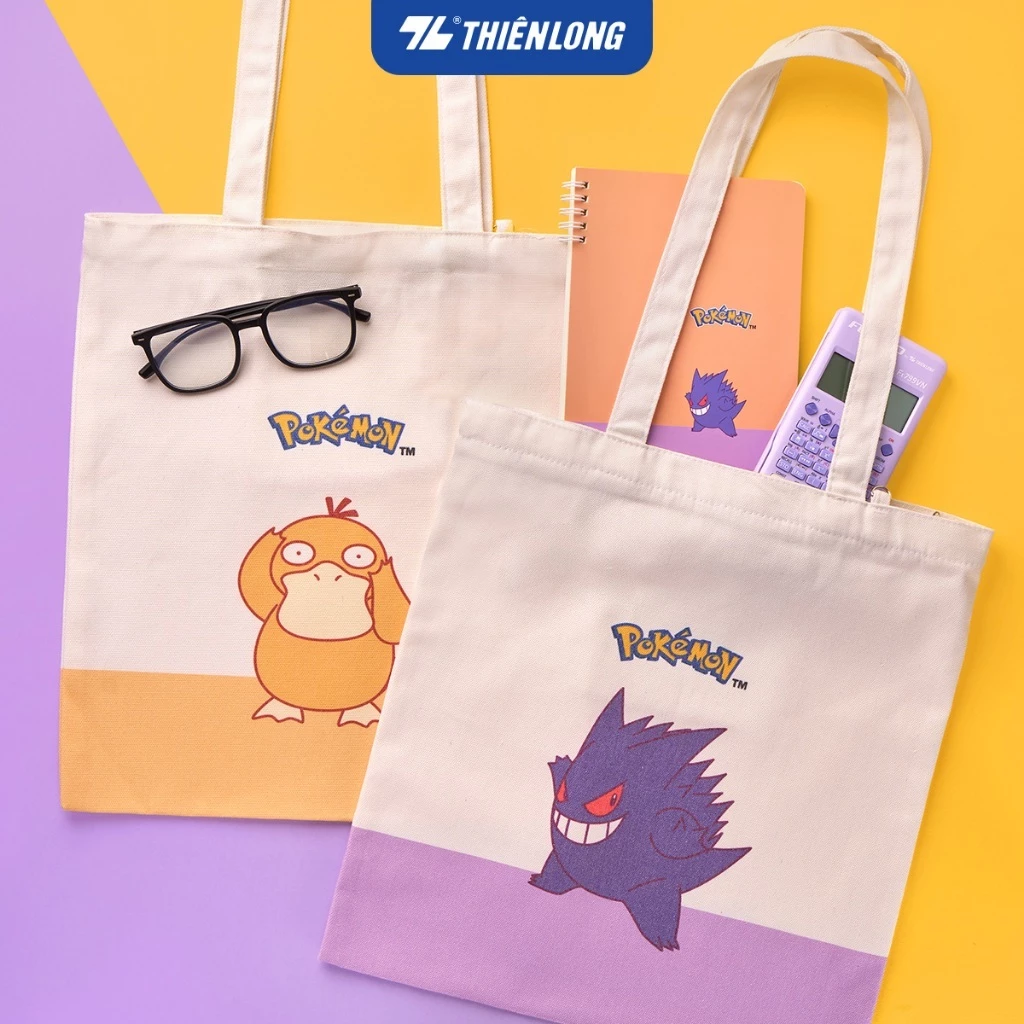 Túi Tote Thiên Long Pokémon TB-002/PKM - Chất liệu Canvas, có khóa kéo, tiện lợi đi học, đi chơi, hình ảnh bản quyền