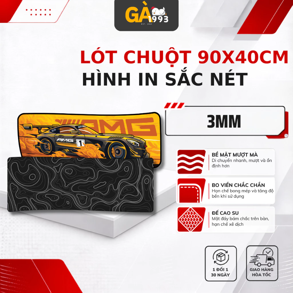 Lót chuột cỡ lớn size 90x40cm, tấm lót chuột có độ dày 3mm họa tiết sắc nét may viên chắc chắn