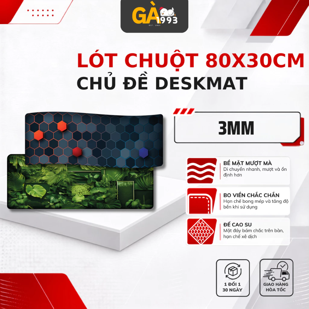 Lót Chuột Cỡ Lớn 80x30 – Vết Nứt Của Đá Ver 2 | Dày 3mm | Chống Trượt | Mặt Mịn Bo VIền Chắc Chắn