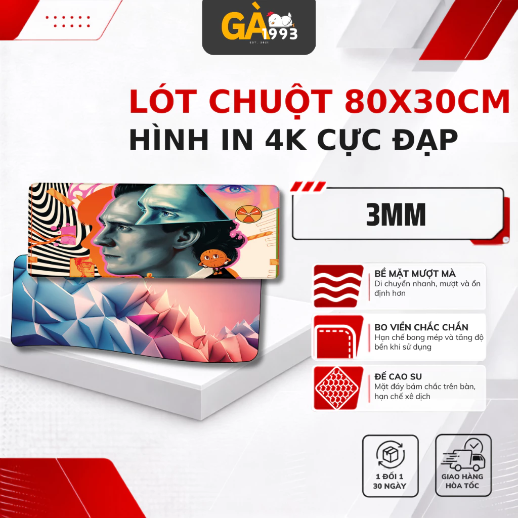 Lót Chuột Khổ Lớn 80x30cm 3mm - Mouse Pad Gaming Bo Viền, Đế Cao Su Chống Trượt