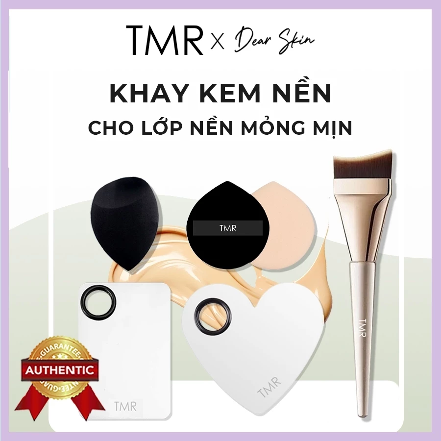 Bộ Nền hoàn hảo Cọ Tán Nền TMR – Bộ Kết Hợp Hoàn Hảo: Khay Trộn,  Cọ Phấn Nền, Mút Tán Nền sp304