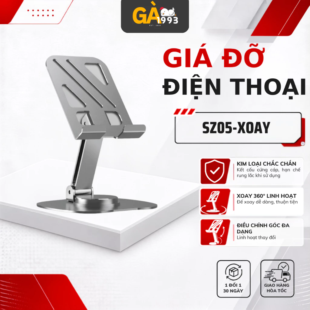 Giá đỡ điện thoại xoay 360 độ, kệ kê điện thoại kim loại đa dạng mẫu mã - BCD