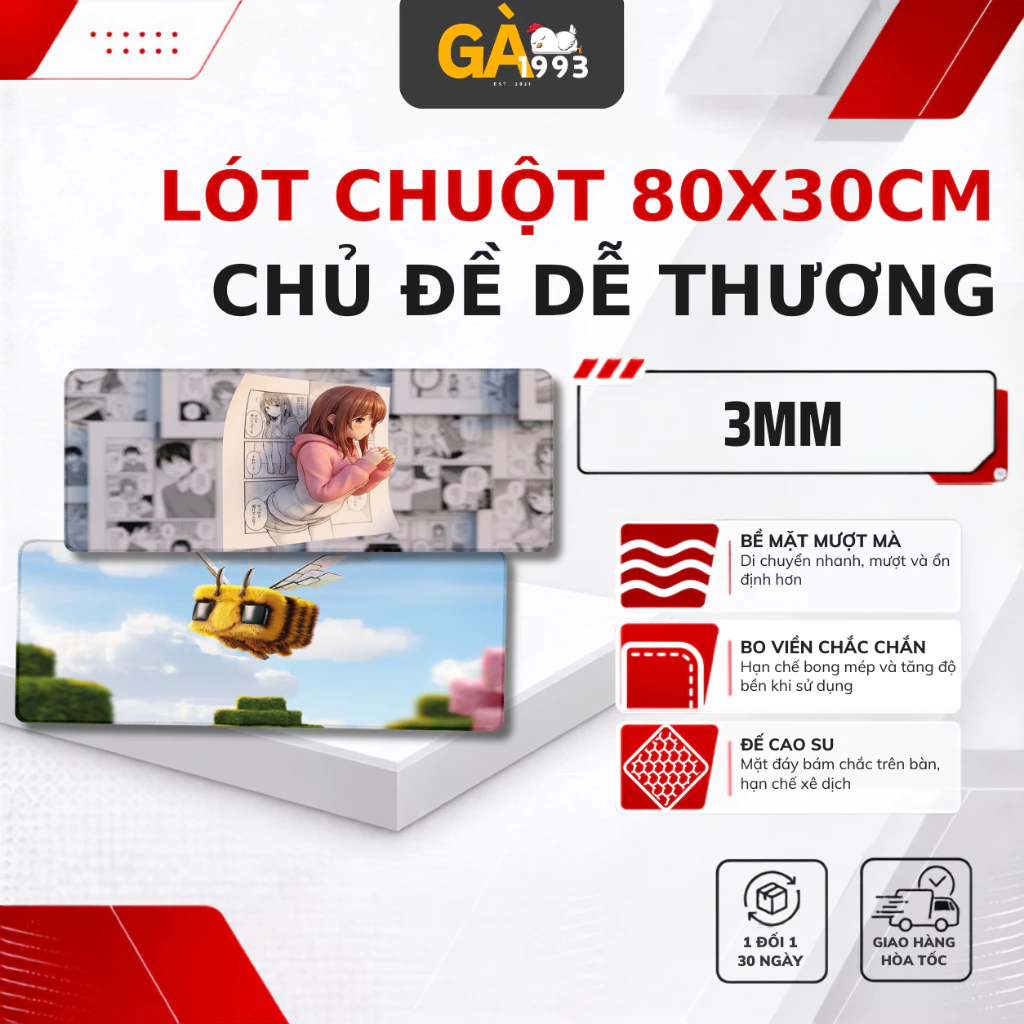 Lót chuột dễ thương hình ảnh nét vải mịn kích thước 8030cm dày 3mm đa dạng họa tiết Ga1993